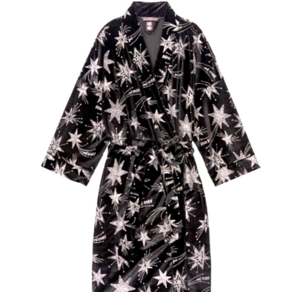 Victoria’s Secret Stars Runway Edition Robe XS Black & Silver Glam Glitter